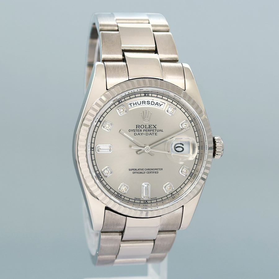 PAPERS MINT Rolex President Day Date Diamond 118209 White Gold Oyster Watch Box