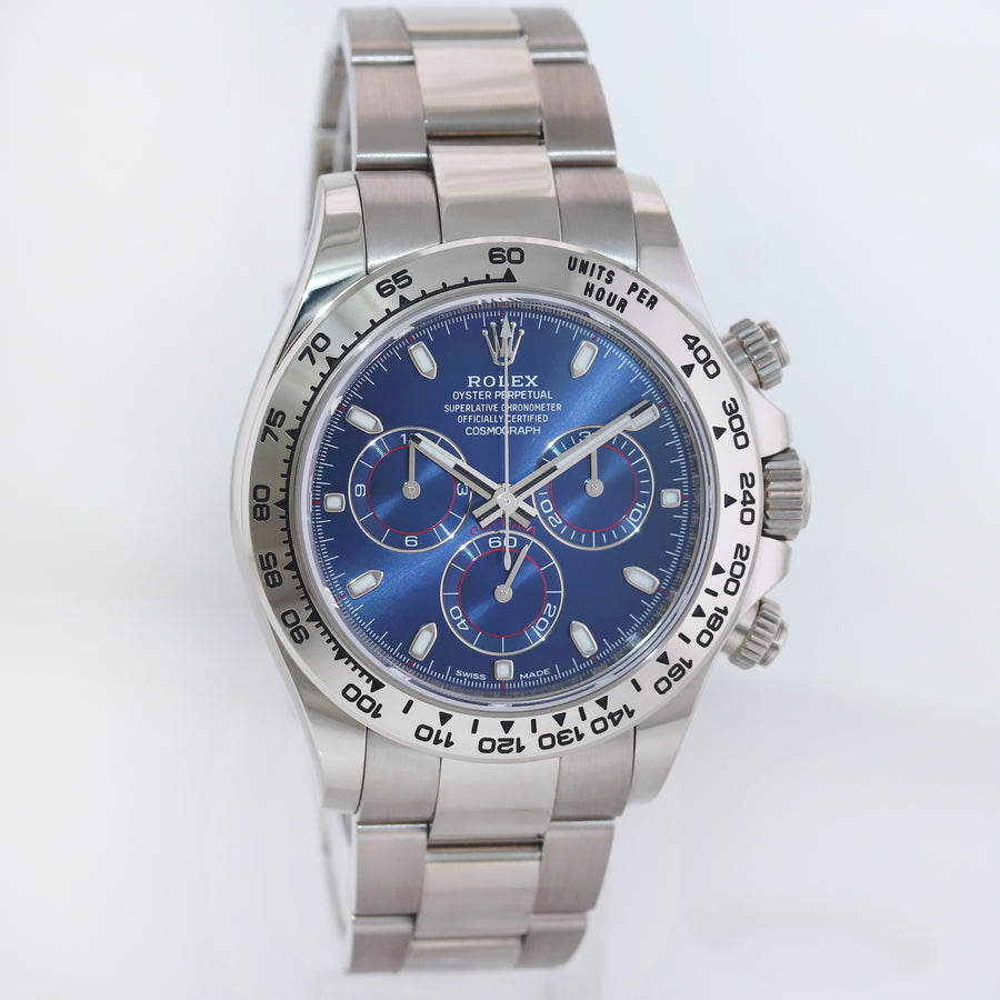 MINT PAPERS Rolex Daytona Blue Dial Chrono 116509 White Gold Watch Box