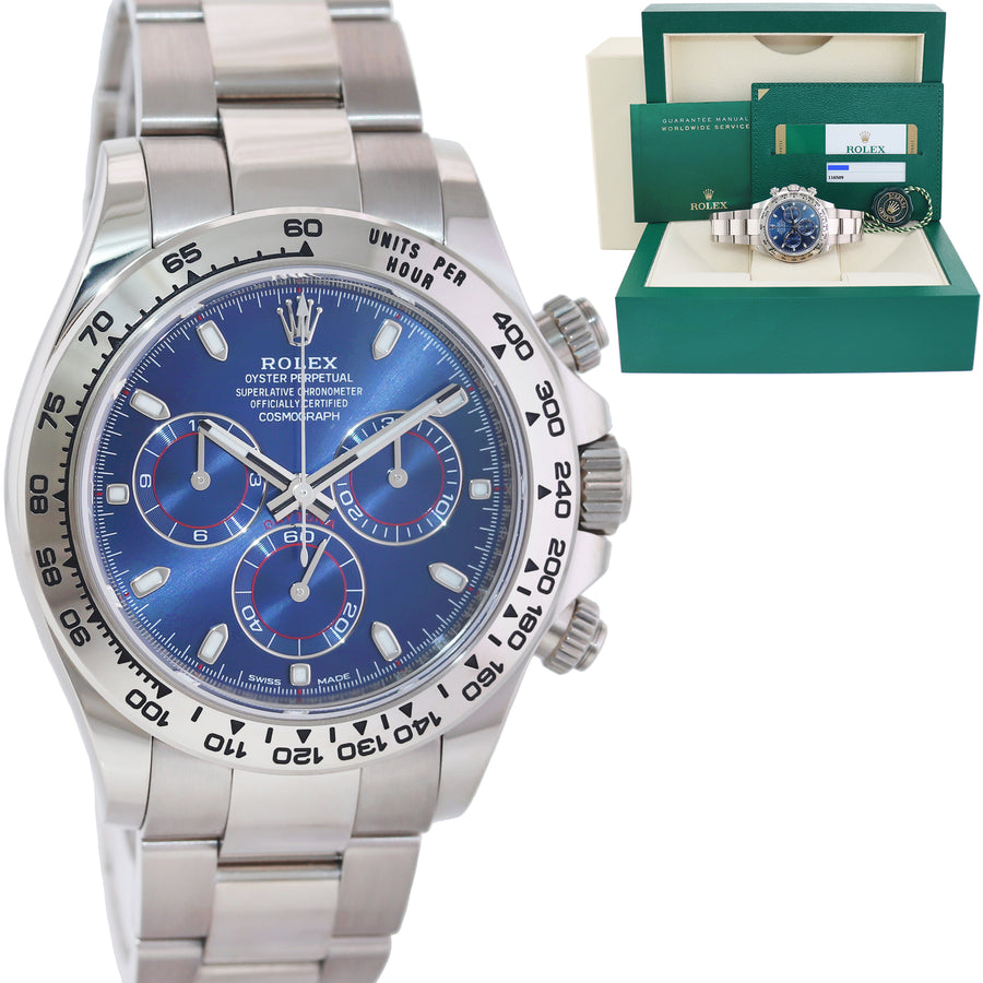 MINT PAPERS Rolex Daytona Blue Dial Chrono 116509 White Gold Watch Box