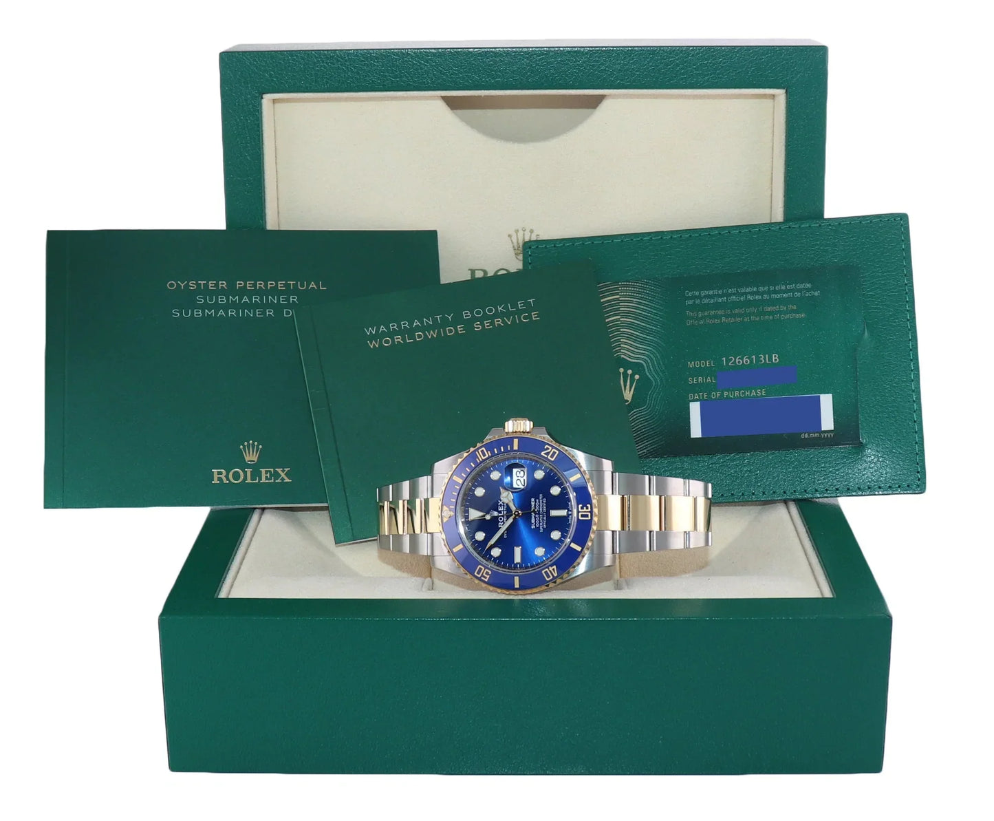 OCT 2023 NEW PAPERS Rolex Submariner 41mm Blue 126613LB Two Tone Gold Watch