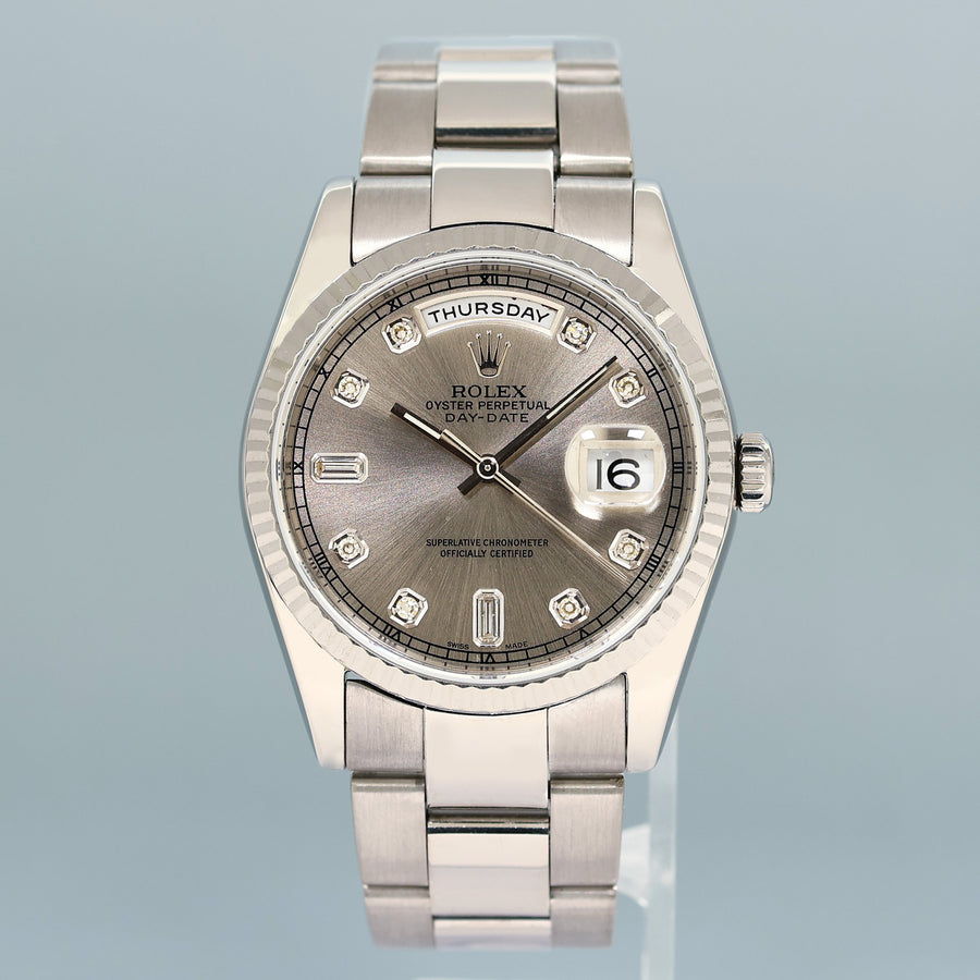 PAPERS MINT Rolex President Day Date Diamond 118209 White Gold Oyster Watch Box