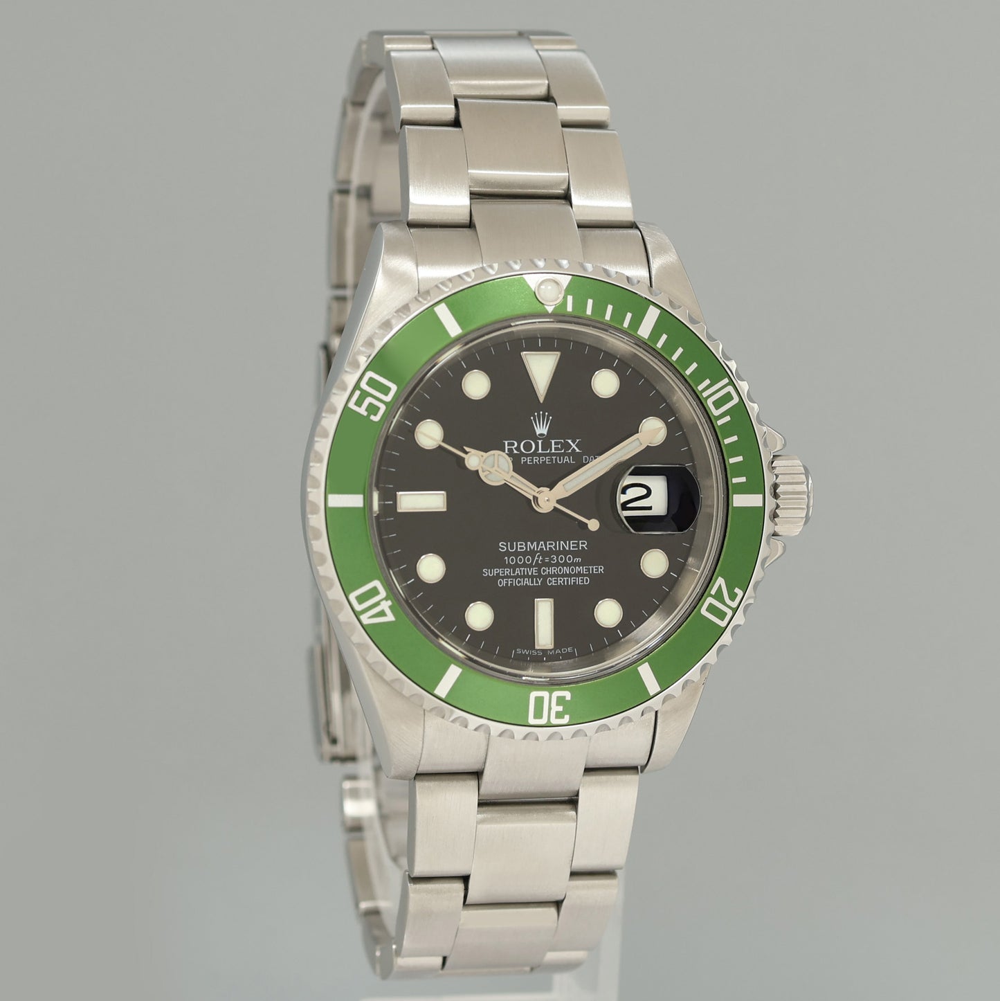 2007 MINT Rolex Kermit Green Anniversary 40mm Submariner 16610LV Watch Box