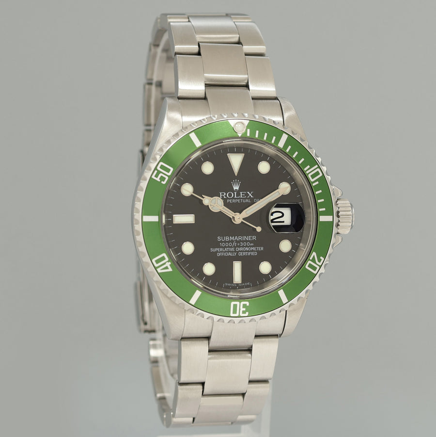2007 MINT Rolex Kermit Green Anniversary 40mm Submariner 16610LV Watch Box