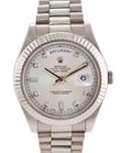 MINT ROLEX Day Date 218239 White Gold 41MM President Silver Diamond Watch Box