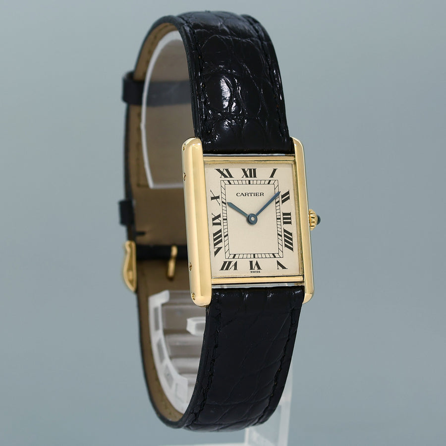 MINT PAPERS Cartier Tank Louis 1140 Large Size 23mm 18k Yellow Gold Mens Watch