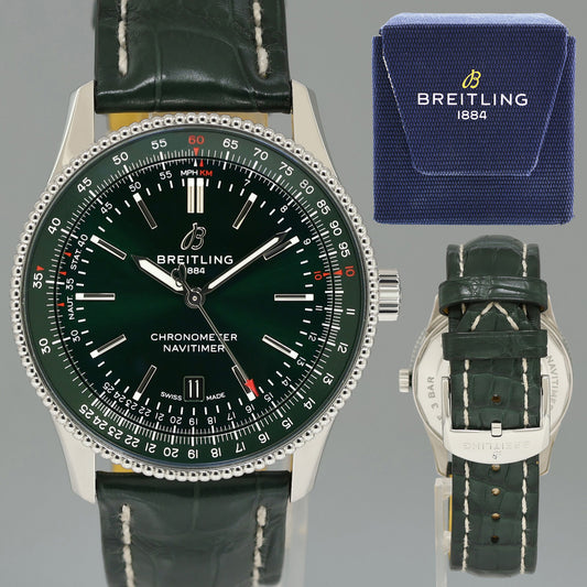 2022 PAPERS MINT BREITLNG NAVITIMER 41 GREEN DIAL A17326 CHRONO WATCH BOX