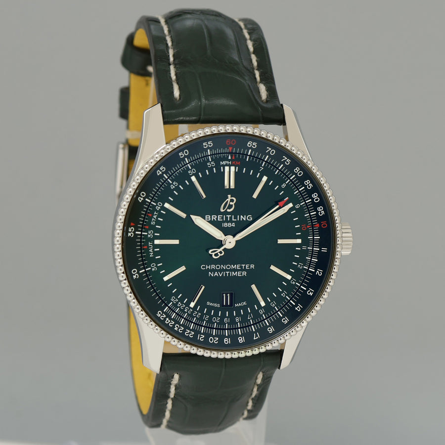 2022 PAPERS MINT BREITLING NAVITIMER 41 GREEN DIAL A17326 CHRONO WATCH BOX