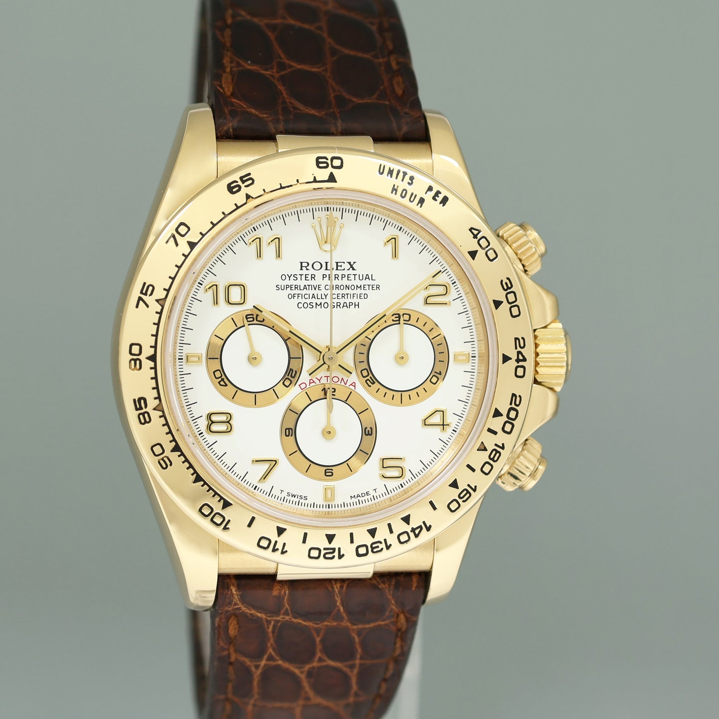 1997 MINT Rolex Daytona Zenith 16518 White Chronograph Leather Yellow Gold Watch Box