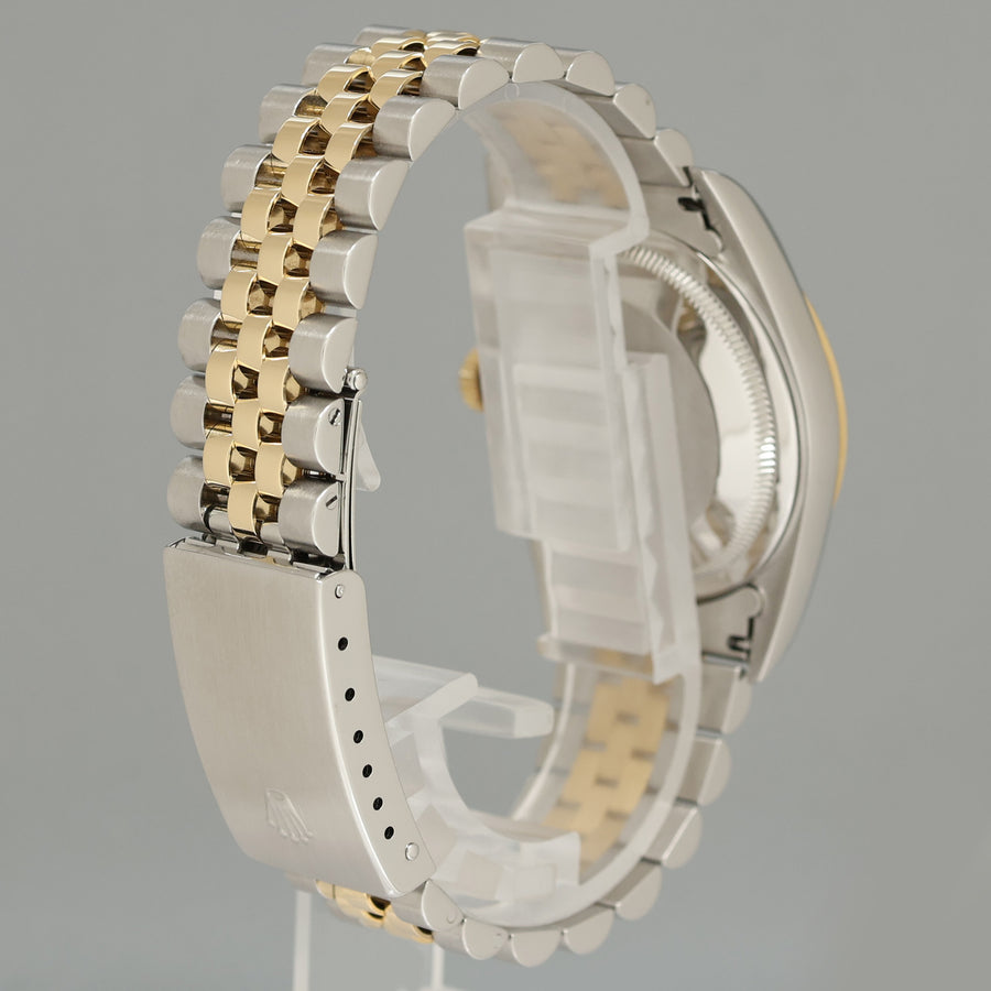 MINT Rolex DateJust 16233 Two Tone Yellow Gold Jubilee Silver Arabic Dial Watch