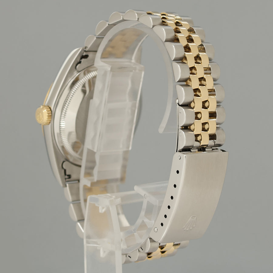 MINT Rolex DateJust 16233 Two Tone Yellow Gold Jubilee Silver Arabic Dial Watch