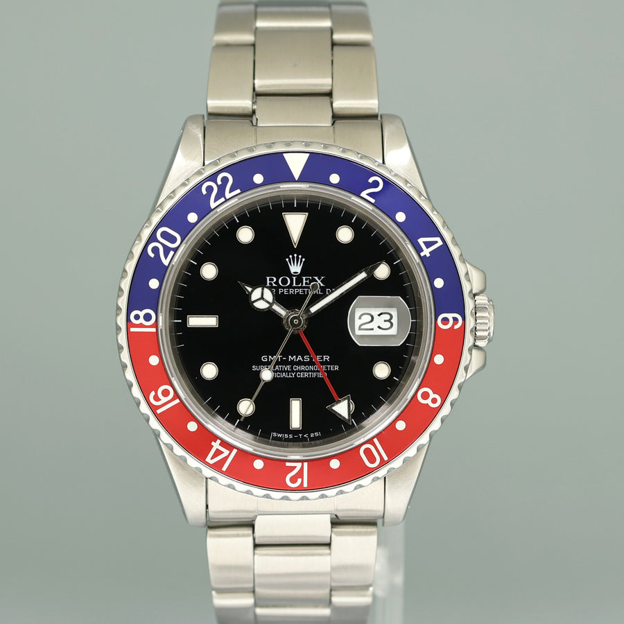 Rolex GMT-Master Pepsi Blue Red 40mm Tritium Steel 16700 Watch Box