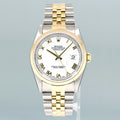 MINT Rolex DateJust White Roman 16203 Two Tone Gold Jubilee 36mm Watch Box