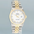 MINT Rolex DateJust White Roman 16203 Two Tone Gold Jubilee 36mm Watch Box