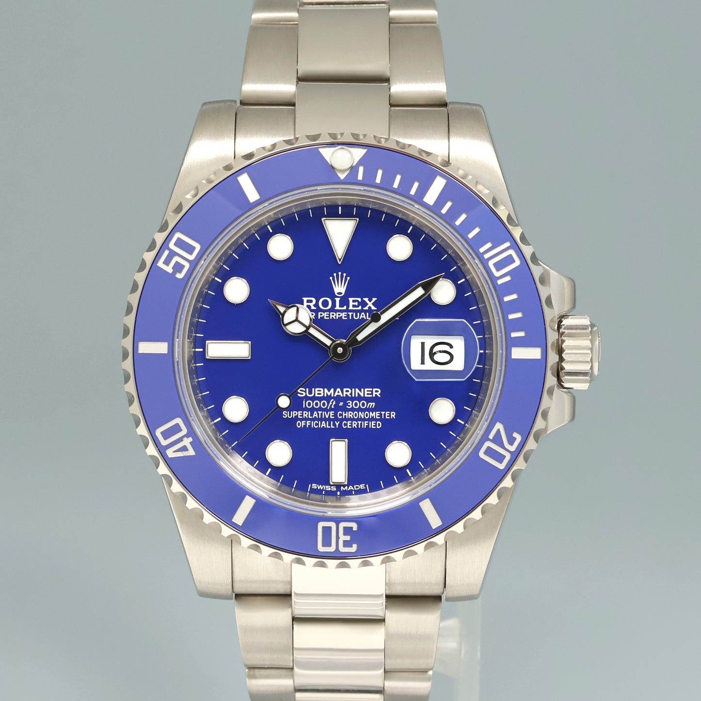 2026 RSC Papers Rolex Submariner Smurf 116619 White Gold Blue 40MM Watch Box