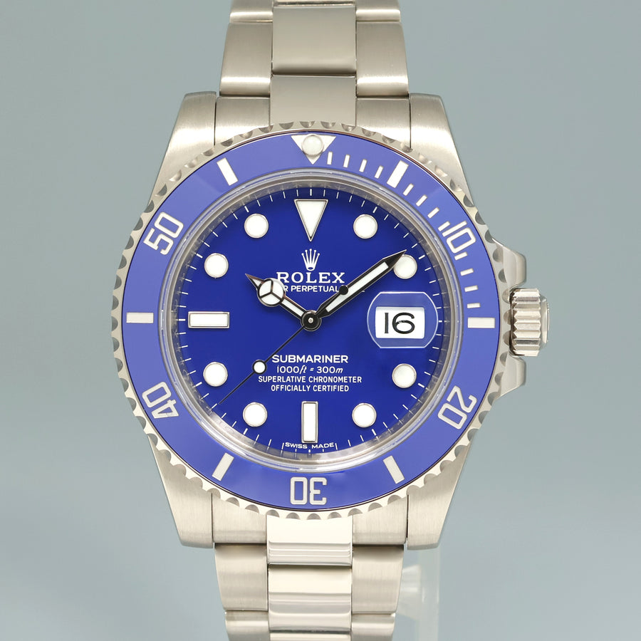 2026 RSC Papers Rolex Submariner Smurf 116619 White Gold Blue 40MM Watch Box