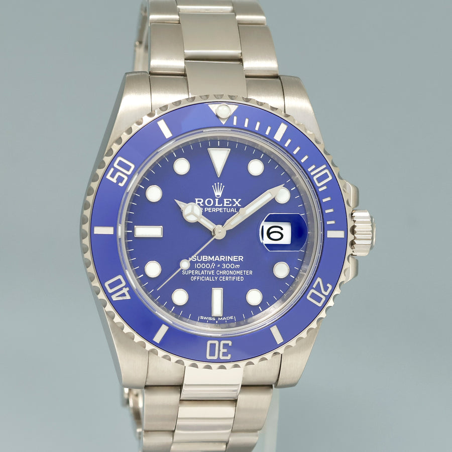 2026 RSC Papers Rolex Submariner Smurf 116619 White Gold Blue 40MM Watch Box