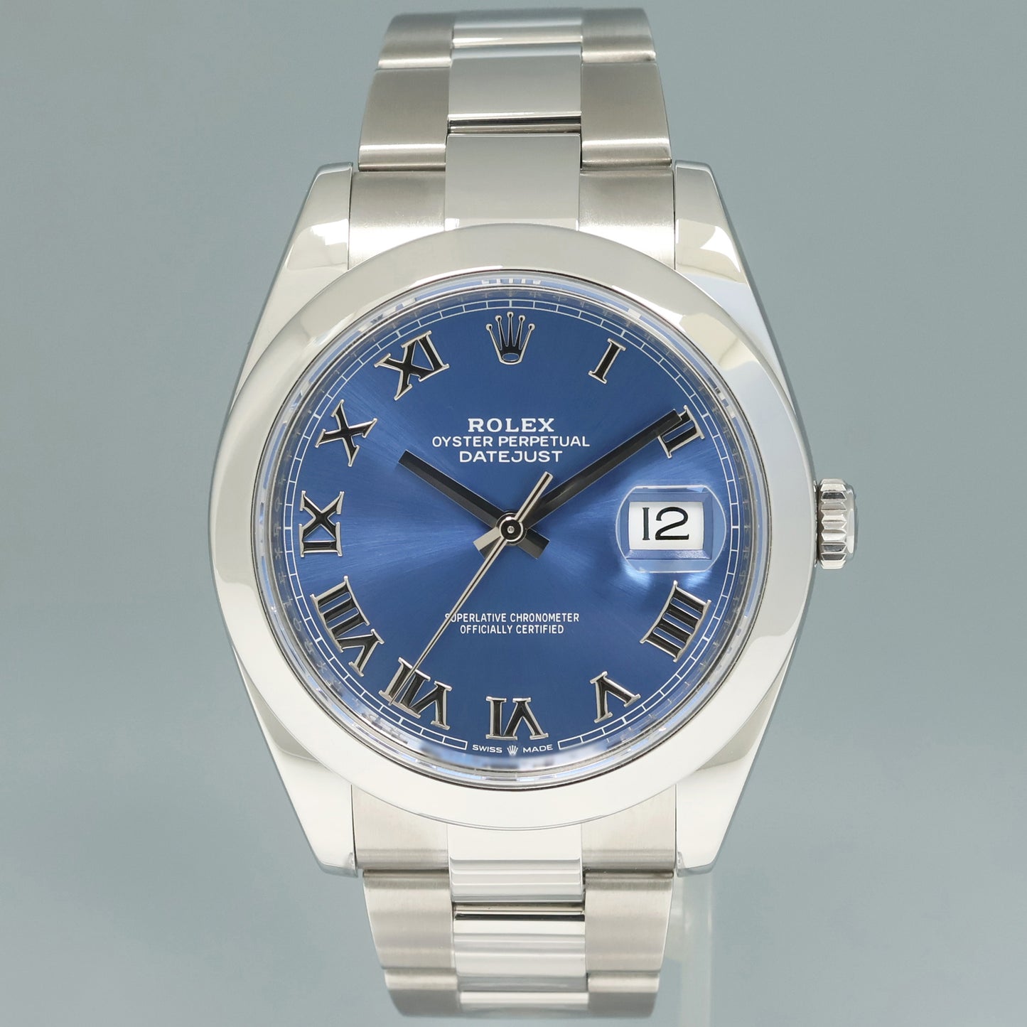 MINT 2023 Rolex DateJust 41 Steel 126300 Blue Roman Dial Oyster Watch Box