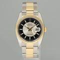 MINT Rolex DateJust Oyster Two Tone Yellow Gold Steel Black Tuxedo 36mm 116233 Watch