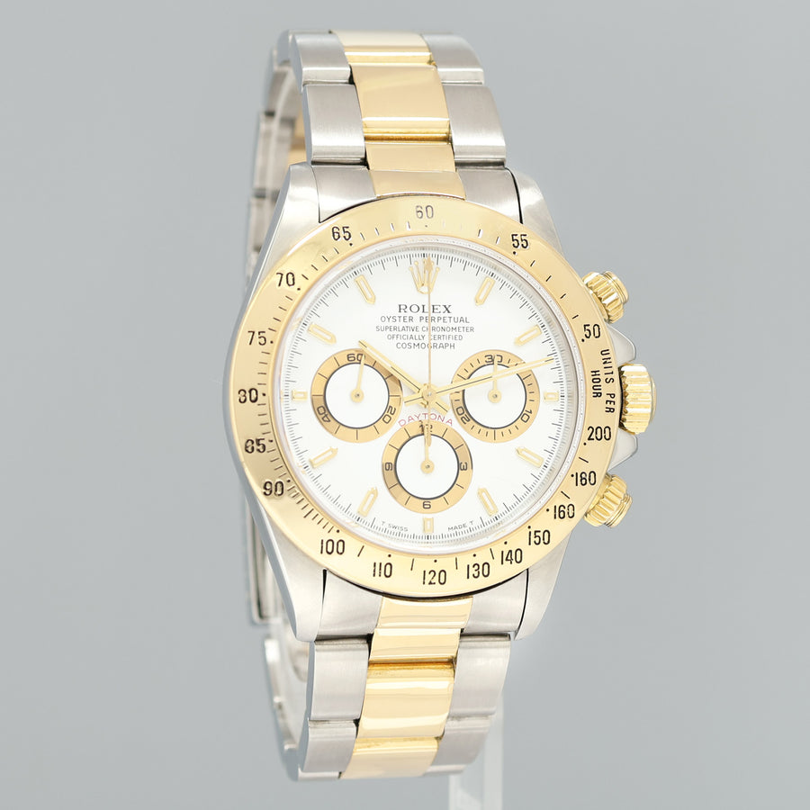 1989 Rolex Daytona 16523 Zenith Two Tone Yellow Gold White Stick Watch Box