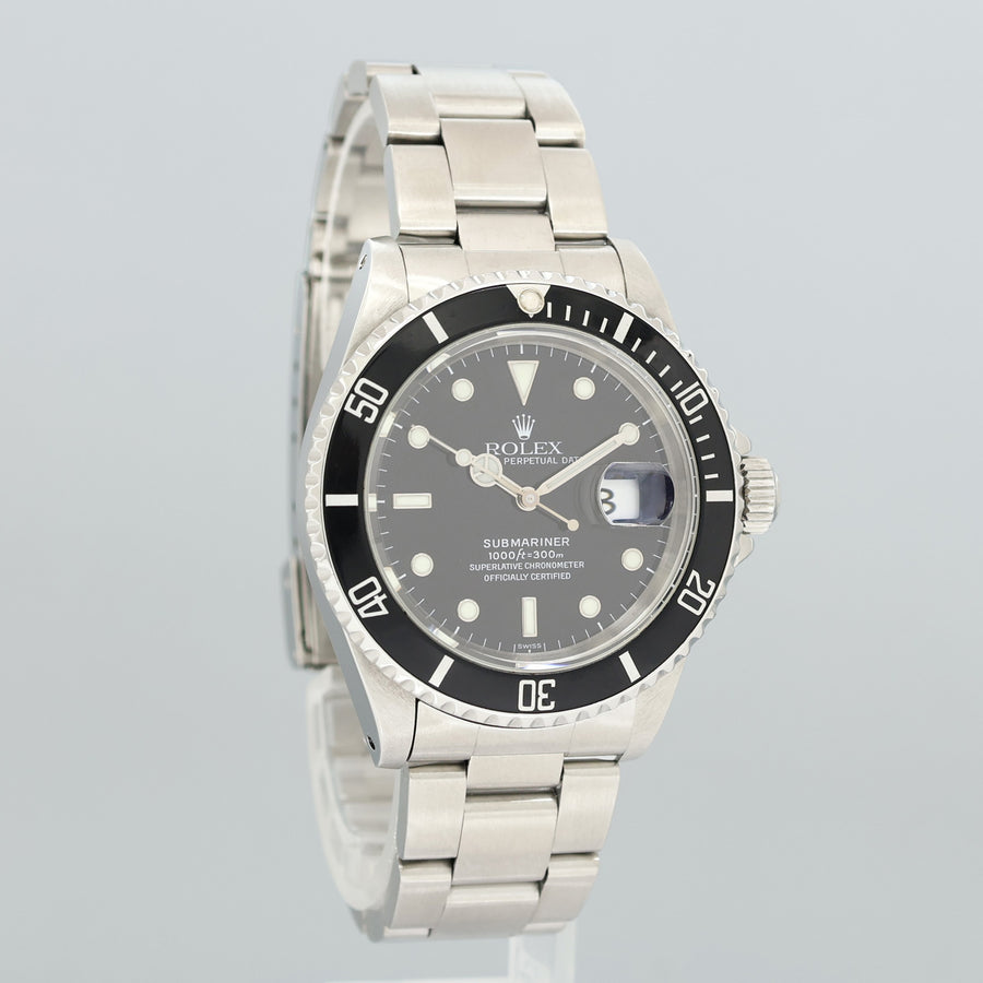 1998 Swiss Only Dial Rolex Submariner Date 16610 Steel Black 40mm Watch Box