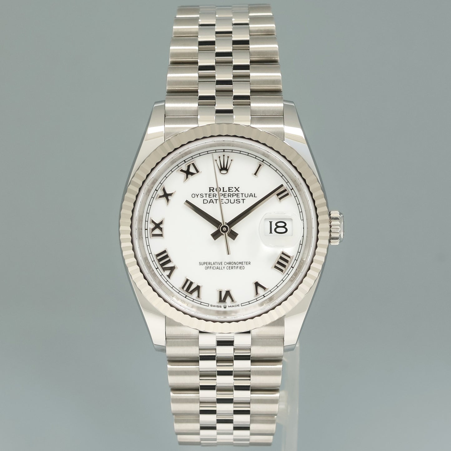 2020 MINT PAPERS Rolex DateJust White Roman 126234 Steel Jubilee White Gold Watch