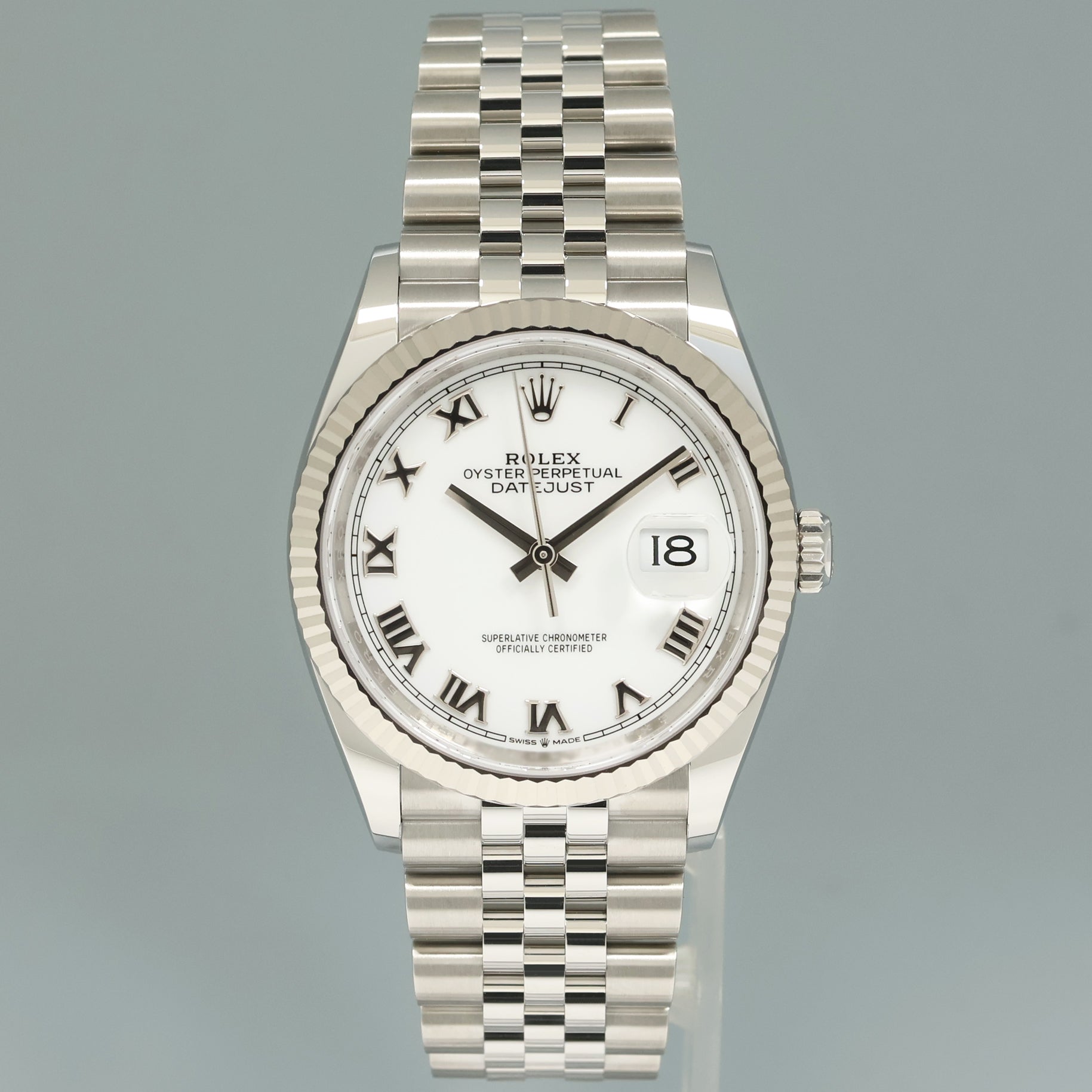 2020 MINT PAPERS Rolex DateJust White Roman 126234 Steel Jubilee White Gold Watch