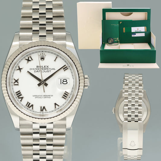2020 MINT PAPERS Rolex DateJust White Roman 126234 Steel Jubilee White Gold Watch