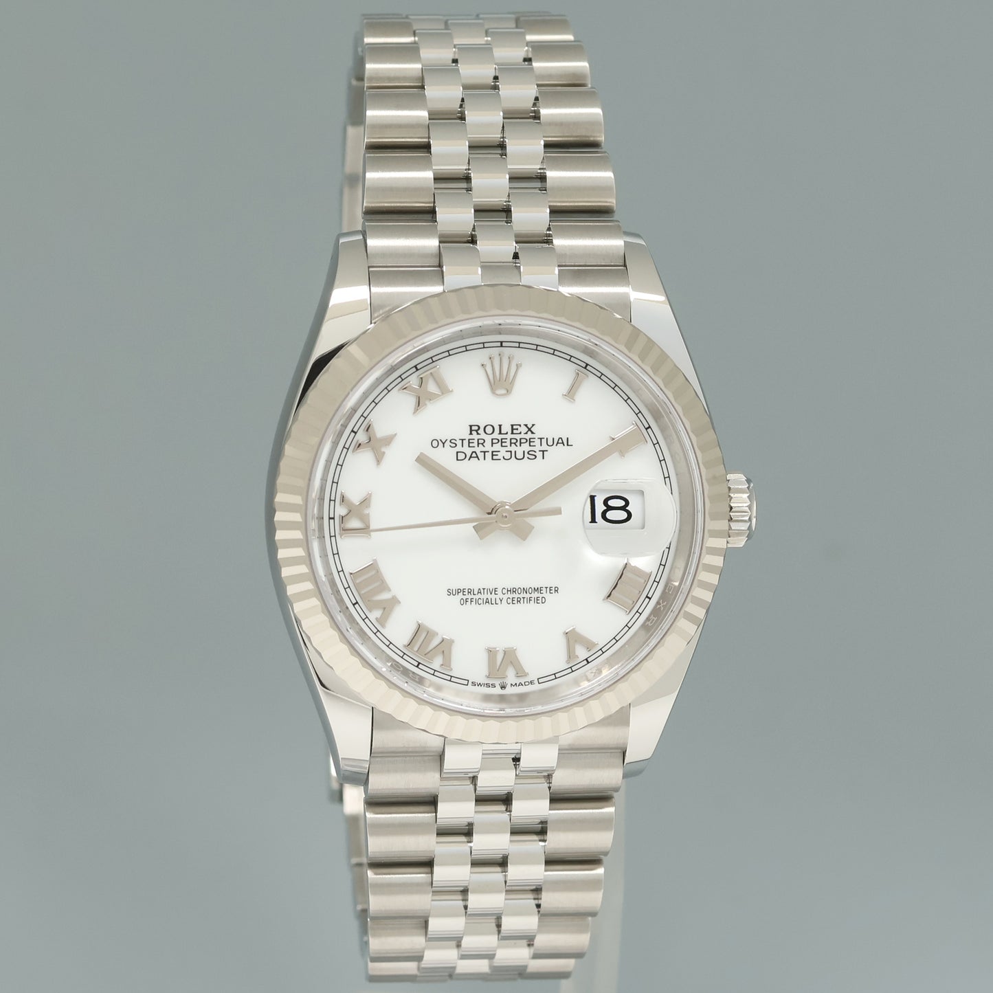 2020 MINT PAPERS Rolex DateJust White Roman 126234 Steel Jubilee White Gold Watch