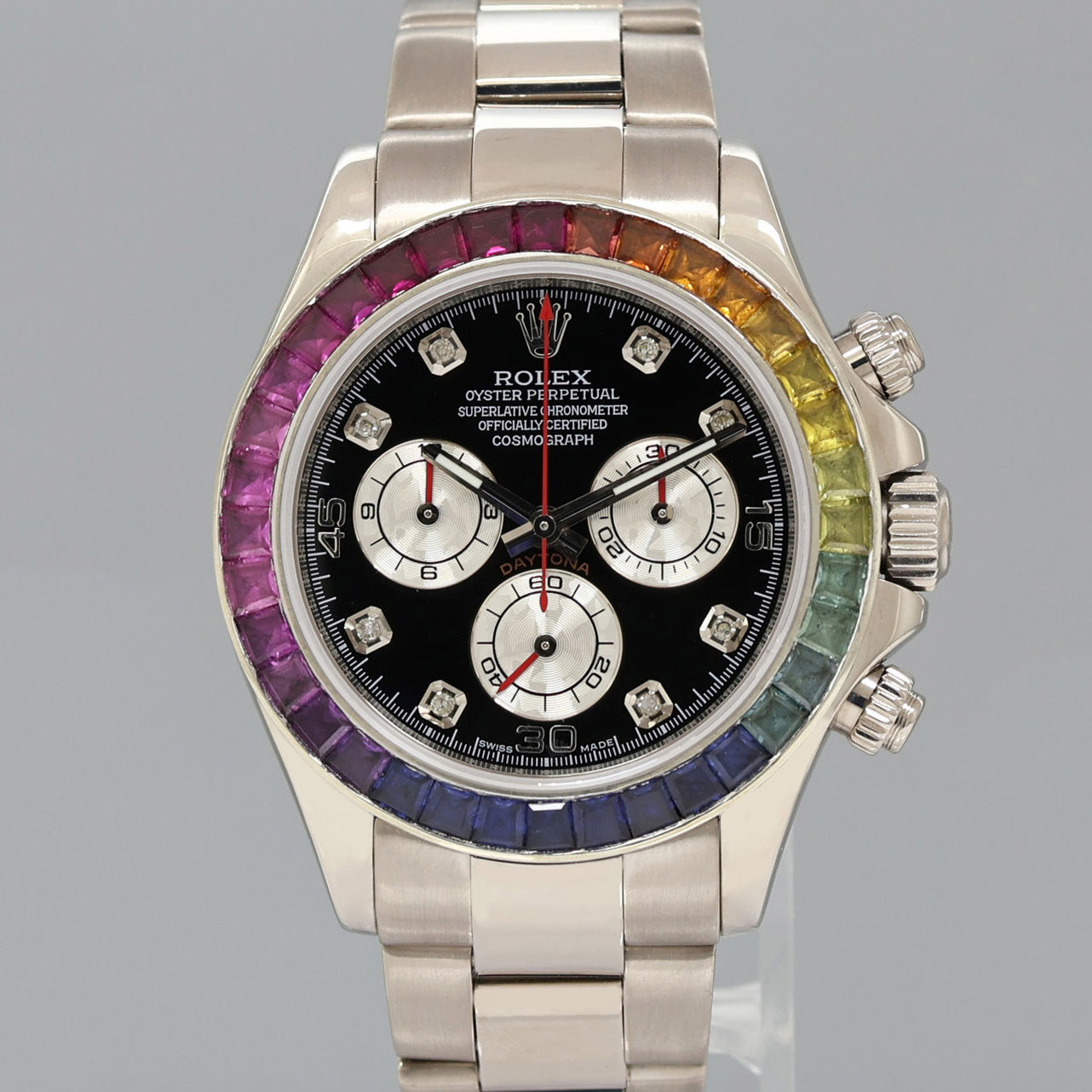 MINT Rolex Daytona Black Diamond Sapphire 116509 Cosmograph White Gold Watch