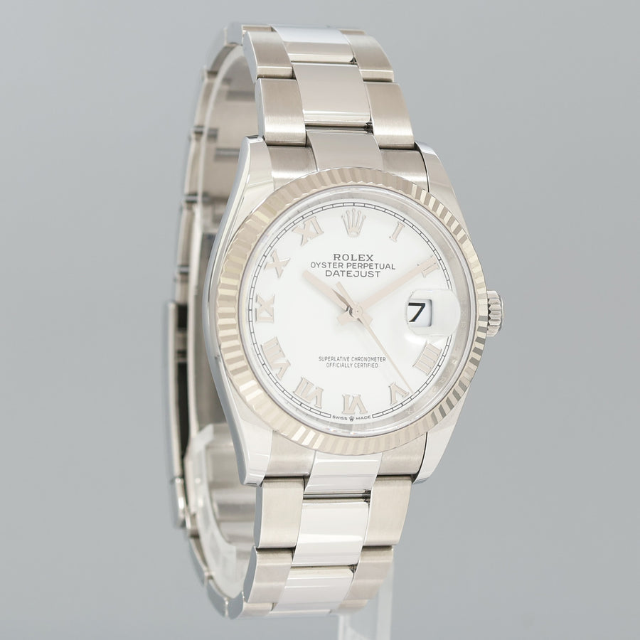 2022 MINT Rolex DateJust White Roman 126234 Steel Oyster White Gold Watch