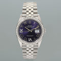 NEW PAPERS Rolex DateJust Jubilee 36mm 126284RBR Purple Roman Diamond Bezel Watch