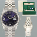 NEW PAPERS Rolex DateJust Jubilee 36mm 126284RBR Purple Roman Diamond Bezel Watch