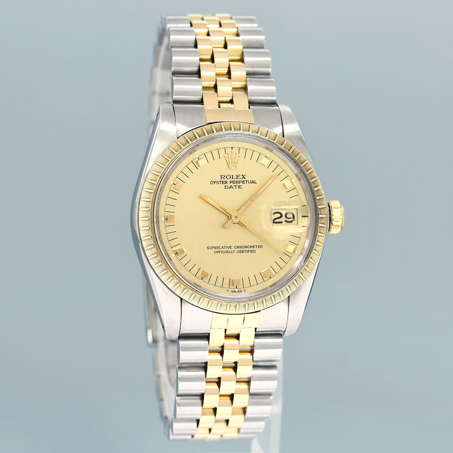 MINT Rolex Oyster Perpetual Date Two Tone Gold Champagne Jubilee Watch 1500 1505