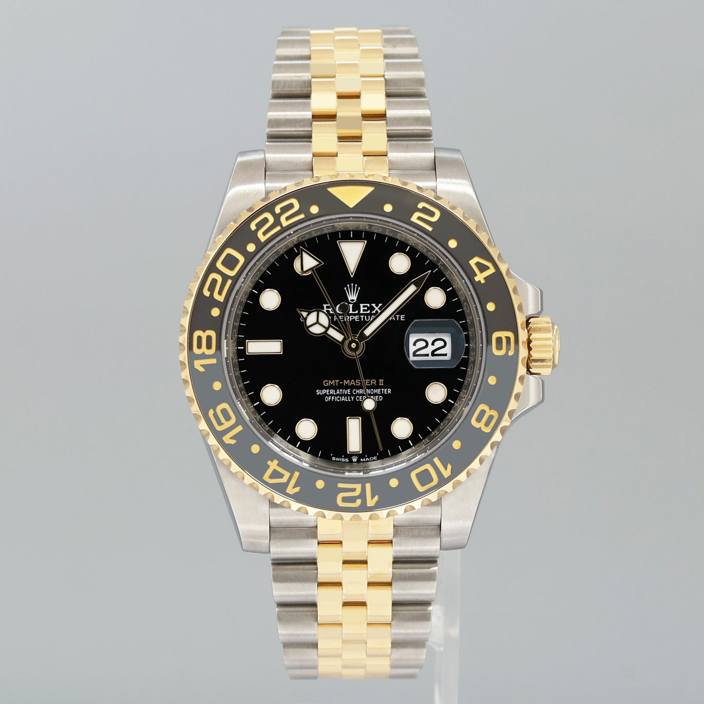 2024 NEW PAPERS Rolex GMT Master Gold Two Tone Jubilee Black 126713 Watch Box
