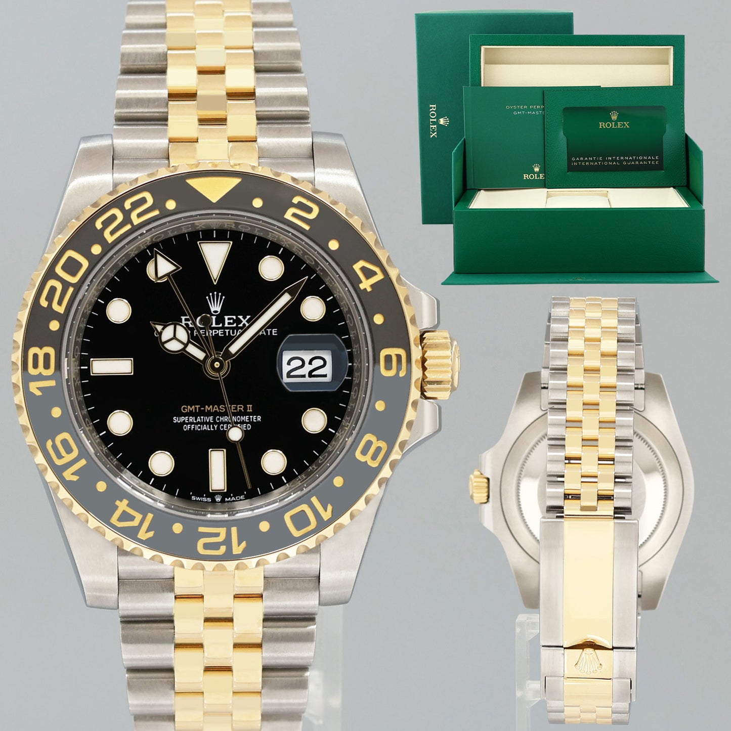 2025 NEW PAPERS Rolex 126713GRNR GMT Master II "Zombie" Gold Two Tone Jubilee Watch