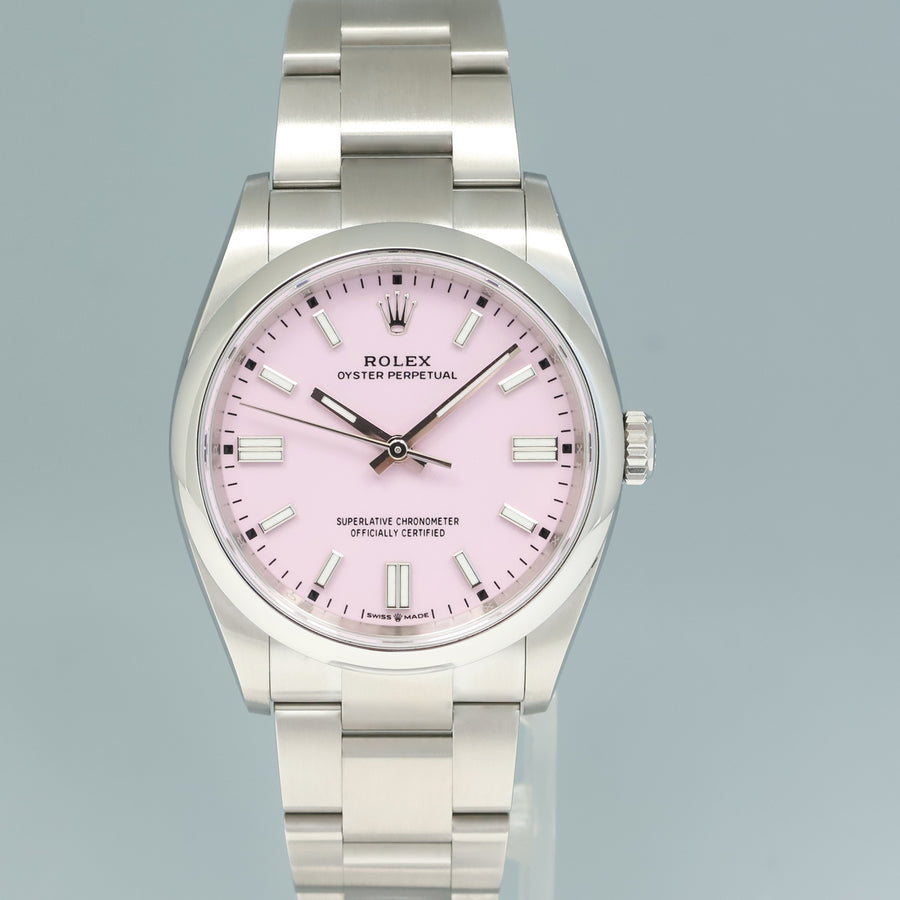 2021 NEW PAPERS Rolex Oyster 126000 Perpetual 36mm Pink Candy Watch Box