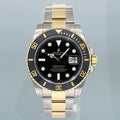 MINT Rolex Submariner 116613LN Two Tone Steel Yellow Gold Black Diamond Serti Watch