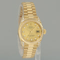 MINT 69238 Champagne Diamond Lug Ladies Rolex DateJust President 26mm Gold Watch
