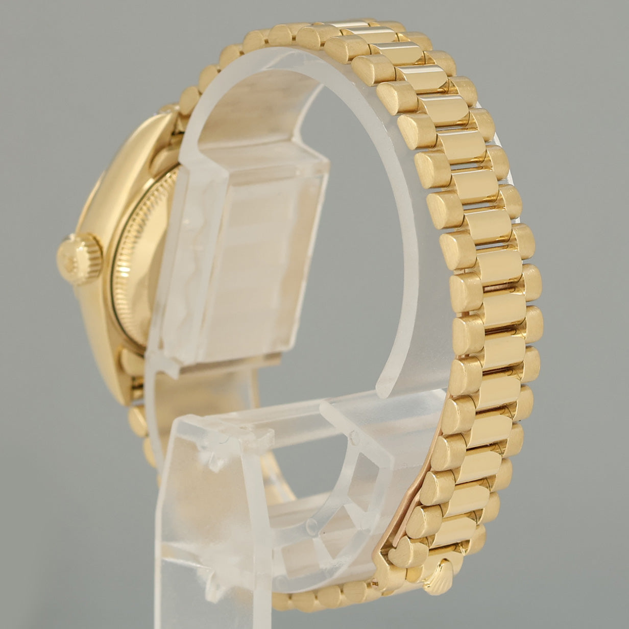 MINT 69238 Champagne Diamond Lug Ladies Rolex DateJust President 26mm Gold Watch