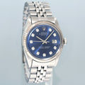 Rolex DateJust 1601 Blue Diamond Dial White Gold Jubilee Band 36mm Watch Box