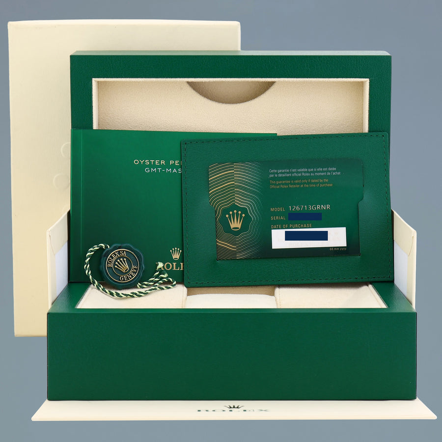 2024 NEW PAPERS Rolex GMT Master Gold Two Tone Jubilee Black 126713 Watch Box