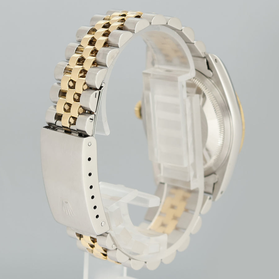 MINT Rolex DateJust 16233 Two Tone Yellow Gold Jubilee Green Diamond Dial Watch