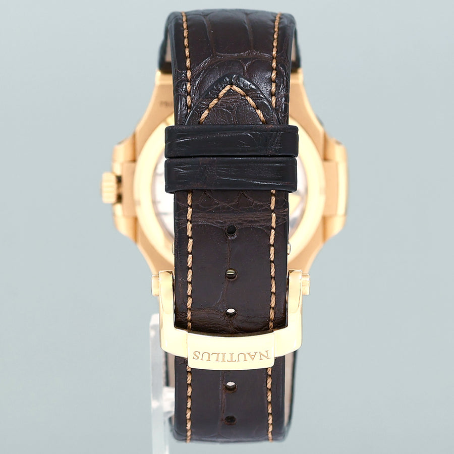 NOS NEW PAPERS Patek Philippe Nautilus Moonphase Rose Gold 5712R Leather Watch Box