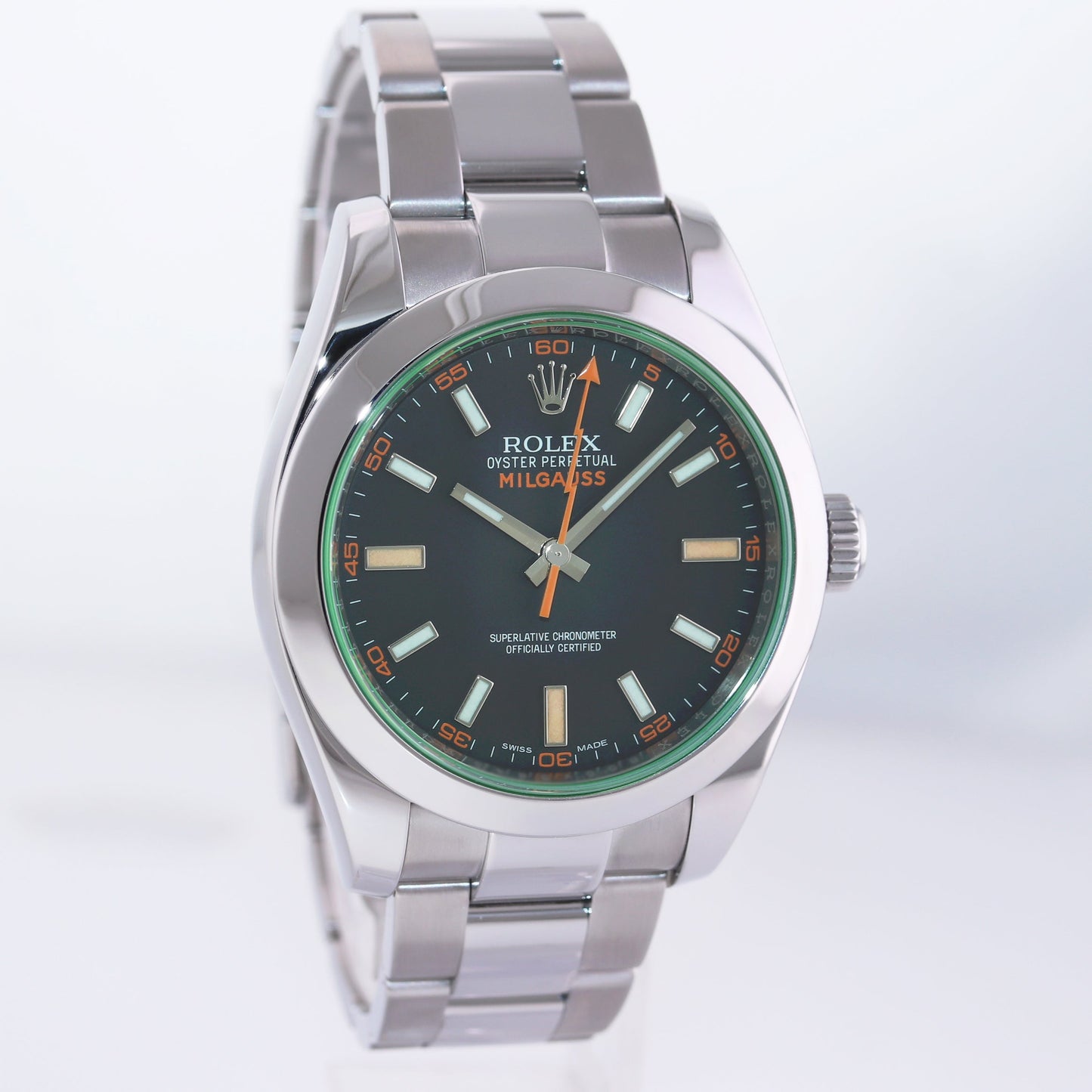 MINT PAPERS Rolex Milgauss Green Anniversary 116400GV 40mm Steel Black Watch Box