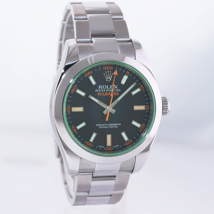 MINT PAPERS Rolex Milgauss Green Anniversary 116400GV 40mm Steel Black Watch Box