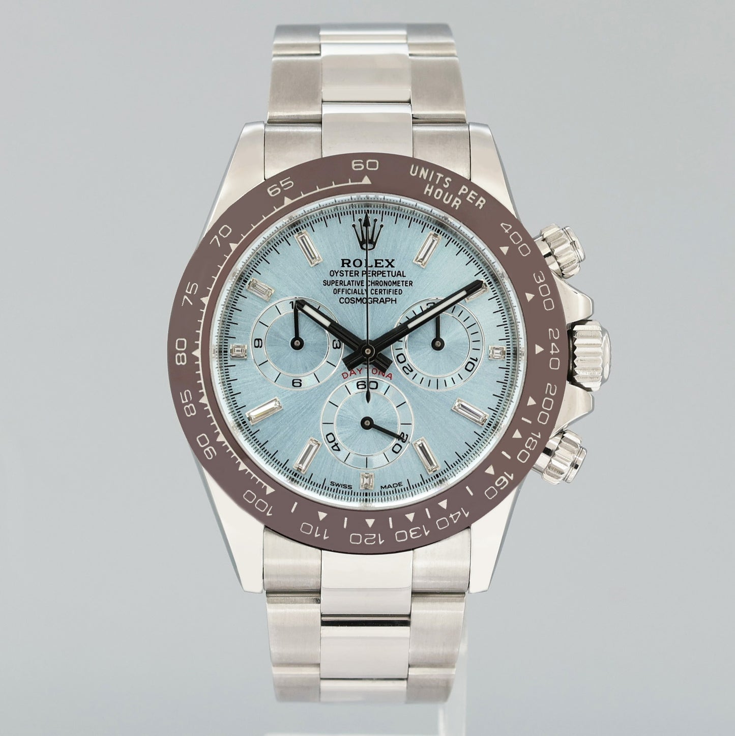 MINT 2013 Rolex Daytona 116520 Glacier Blue Diamond Steel Platona Ceramic 40mm Watch