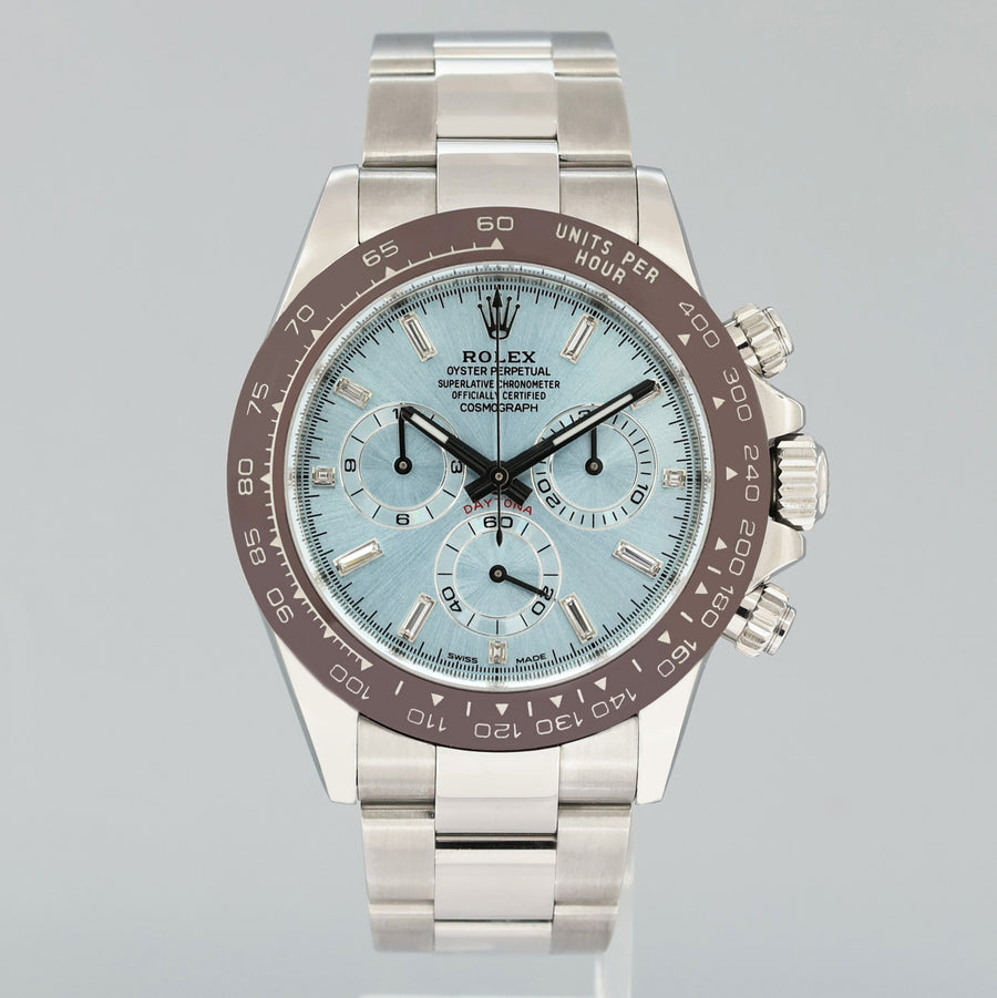 MINT 2013 Rolex Daytona 116520 Glacier Blue Diamond Steel Platona Ceramic 40mm Watch