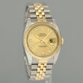 MINT Rolex DateJust Tone Rose Gold Steel 36mm Champagne Diamond 116233 Watch Box
