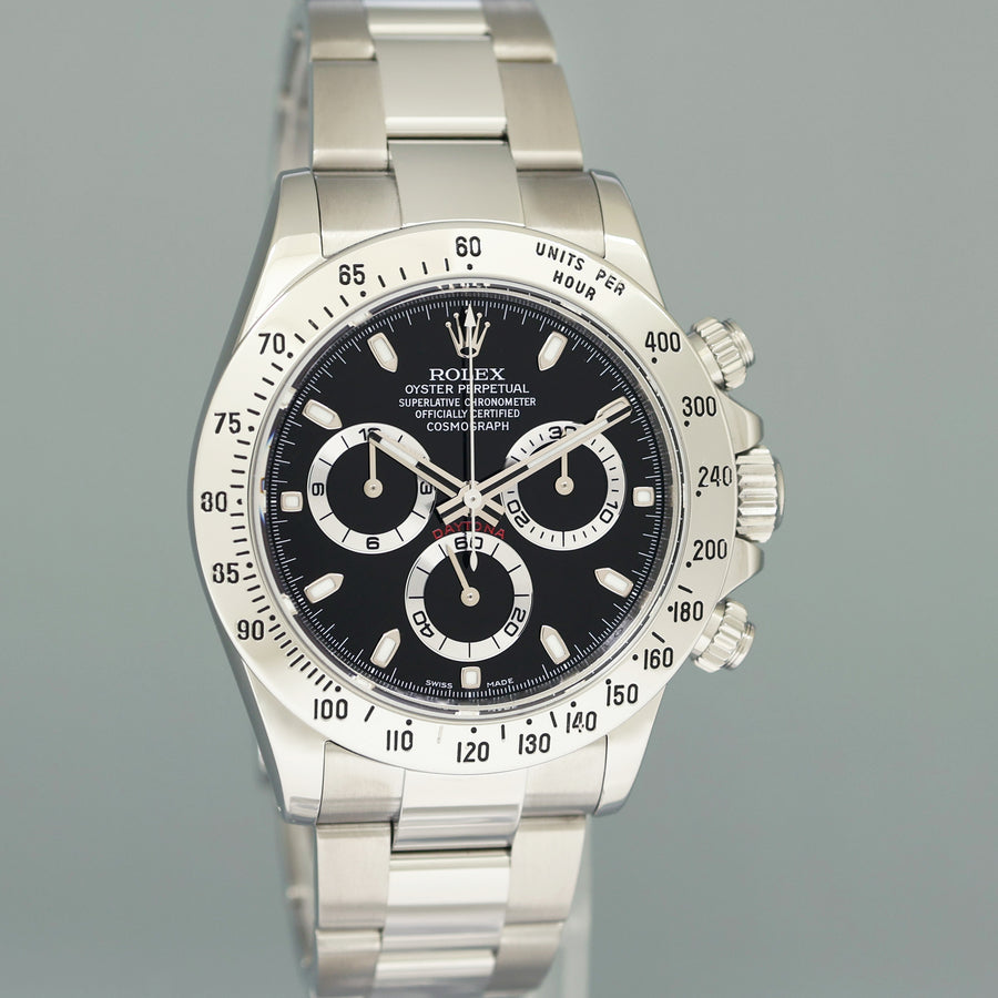 MINT 2012 Rolex Daytona 116520 Black Dial Steel Chronograph 40mm Watch Box