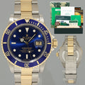 1985 PAPERS MINT Rolex Submariner Date 16803 Two-Tone Gold Steel Blue 40mm Watch Box